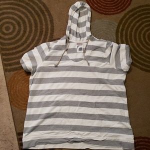 Old Navy grey and white striped short sleeve